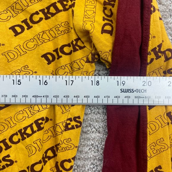 Dickies Cropped Shirt Women Medium M Yellow Crop Top Long Sleeve All Over Print - Picture 6 of 7